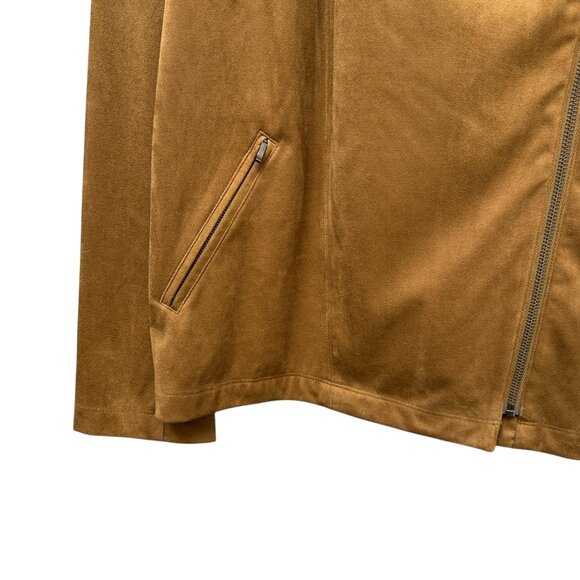 J. JILL Faux Suede Moto Jacket Medium Brown Stretch Zip Front Western Biker - Picture 9 of 10